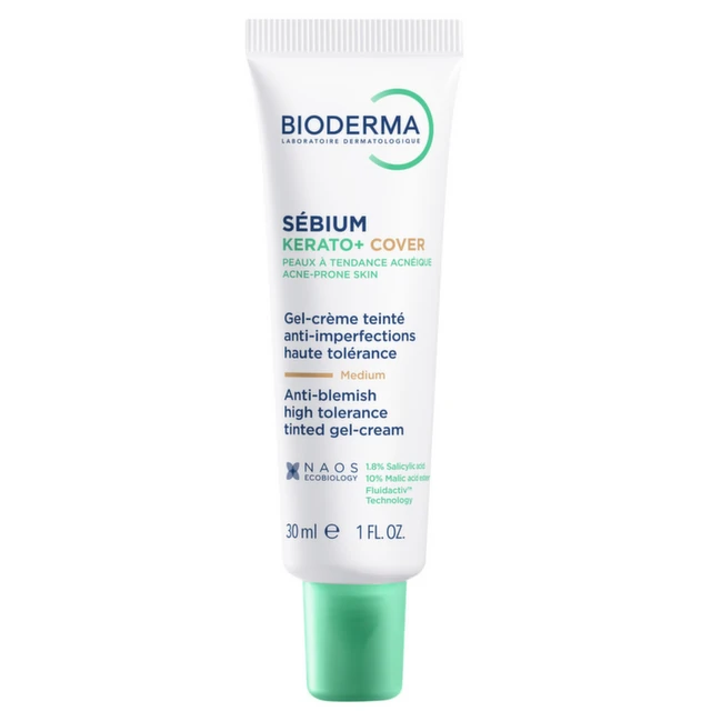 Bioderma Sebium Kerato+ cover, Tonirana gel krema protiv nepravilnosti za kožu sklonu aknama, 30 ml