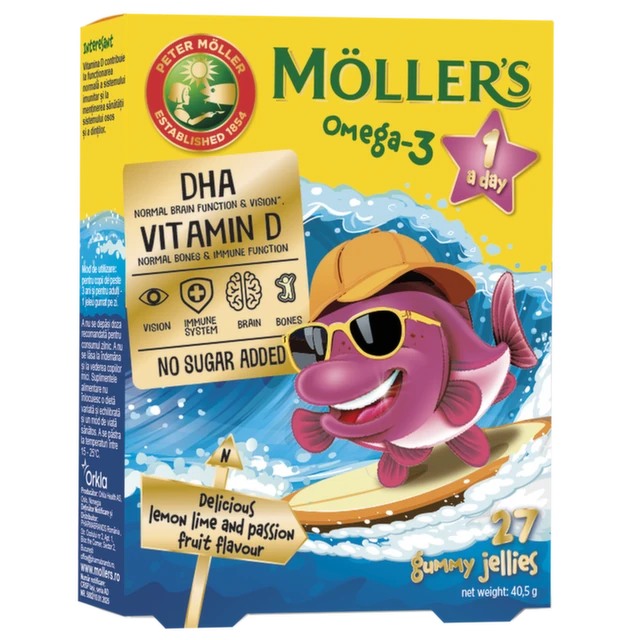 Moller's Omega-3 Jelly Fish gumene ribice sa ukusom marakuje, 27 komada