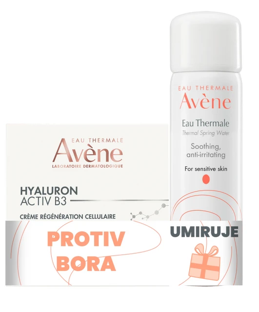 Avene Hyaluron Activ B3 Krema, 50 ml + Termalna voda, 50 ml GRATIS
