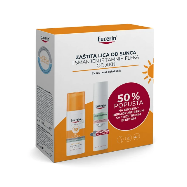 Eucerin Box Sun Oil Control SPF 50,  50ml + Dermopure Serum, 40 ml PROMO