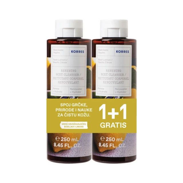 Korres Basil Lemon Gel za tuširanje, 2 X 250 ml PROMO
