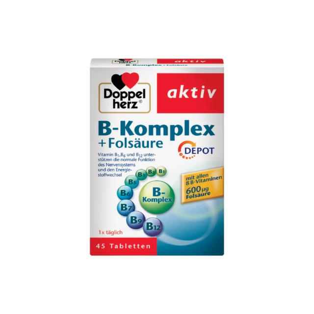 Doppelherz Aktiv Vitamin B-Kompleks + Folna kiselina depo, 45 tableta