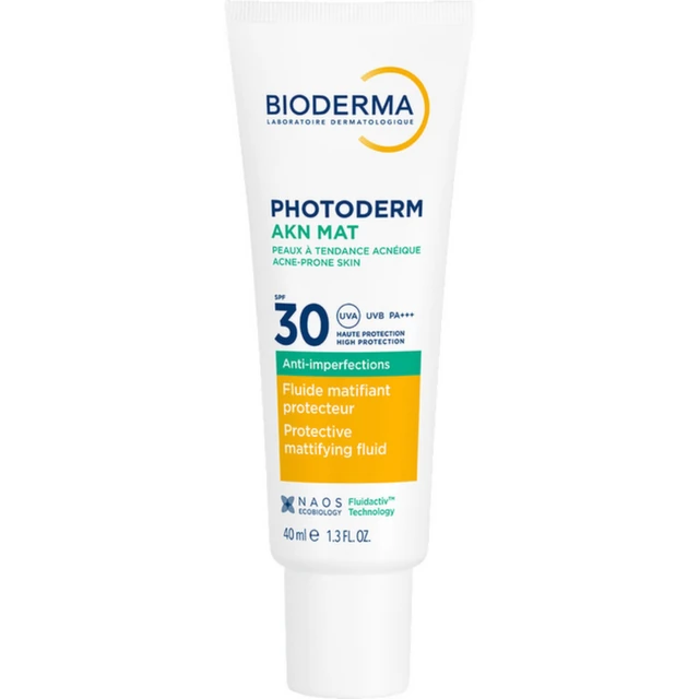 Bioderma Photoderm AKN Mat SPF 30, Matirajuća zaštita od sunca protiv nepravilnosti, 40 ml