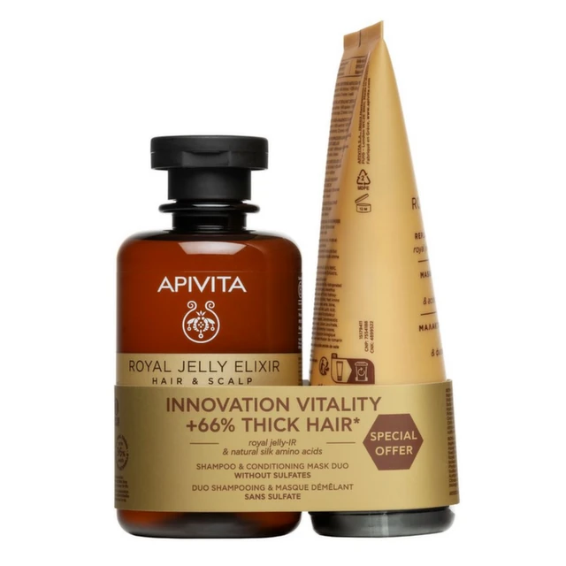 Apivita Royal Jelly Elixir Revitalizujući Šampon, 250 ml + Maska za volumen kose, 150 ml PROMO