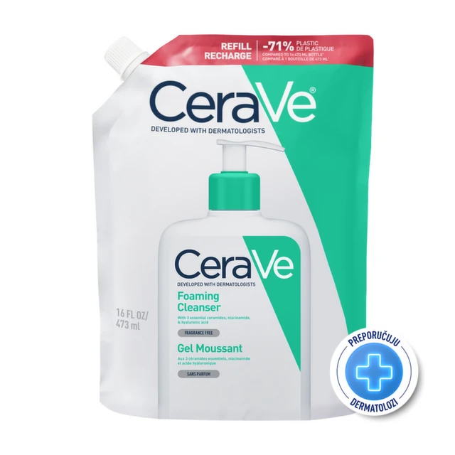 CeraVe Penušavi gel za čišćenje za normalnu do masnu kožu, 473 ml Refill