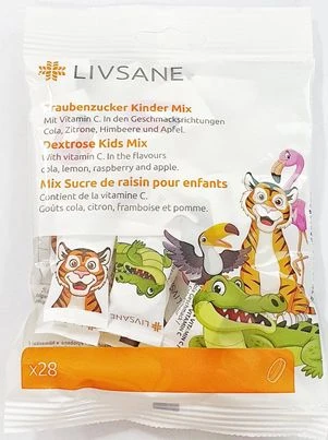 LIVSANE Dekstroza za decu, mix ukusa, 28 tableta za žvakanje