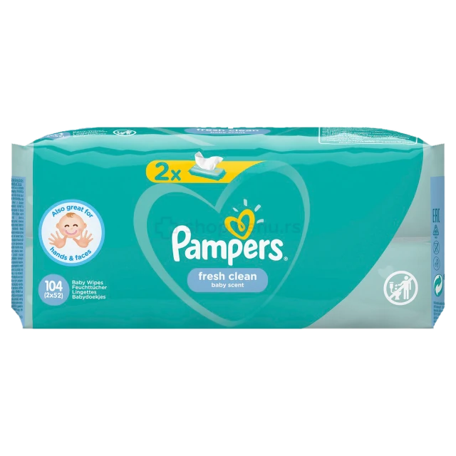 Pampers Fresh vlažne maramice, 2x52 komada