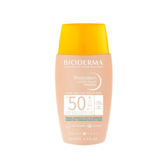 Bioderma Photoderm NUDE Touch SPF 50+ Very light, Mineralna tonirana zaštita od sunca, 40ml