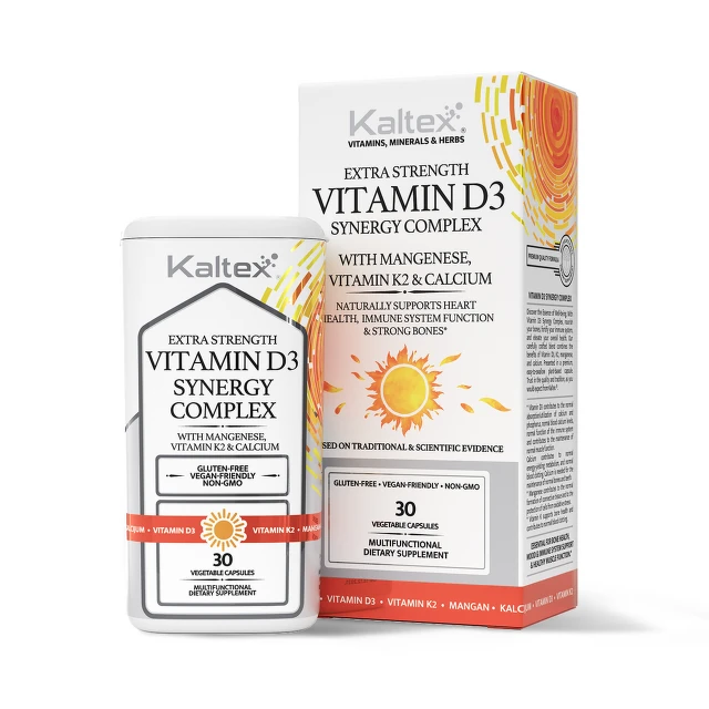 Kaltex Vitamin D3 Synergy Complex sa manganom, vitaminom K2 i kalcijumom, 30 kapsula