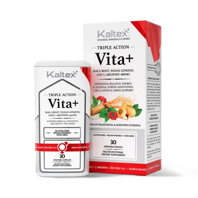 Kaltex VITA+ Maca, Ginseng, L-arginine, 30 kapsula