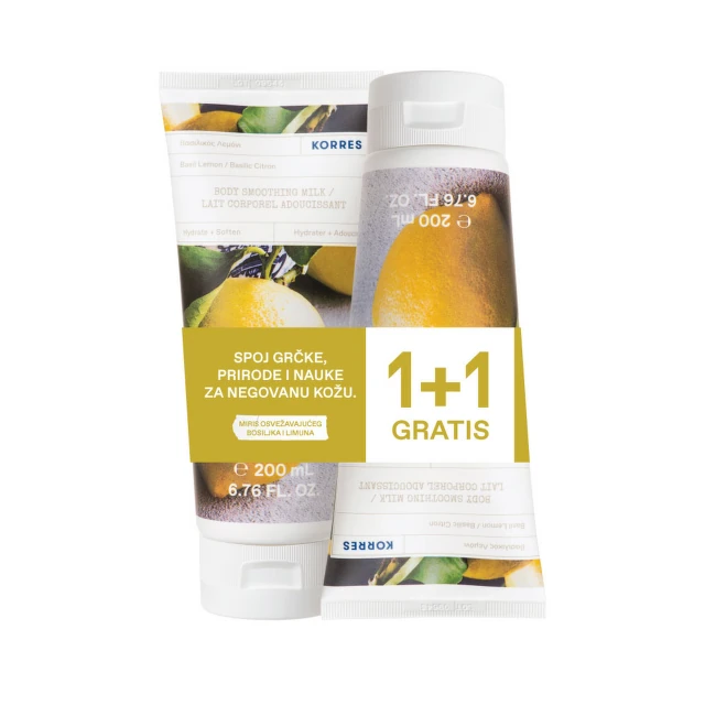 Korres Basil Lemon Mleko za telo, 2 X 200 ml PROMO