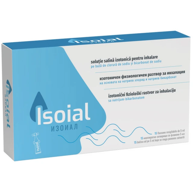 Isoial izotonični fiziološki rastvor za inhalaciju sa natrijum-bikarbonatom. 15 x 5 ml