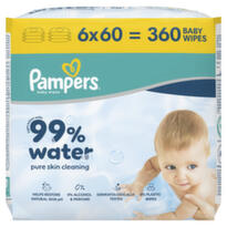 Pampers baby vlazne maramice 99% water 6x60kom
