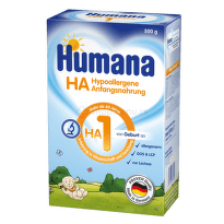 Humana HA 1, početna hipoalergena formula za odojčad, 500 g